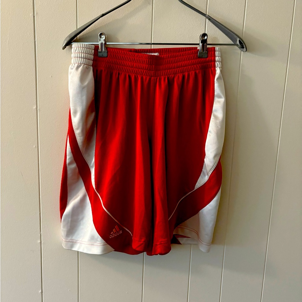 Adidas Red and White Athletic Shorts Men’s Small Basketball Shorts gym sports